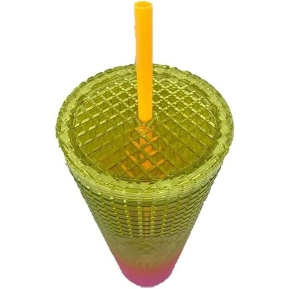 Starbucks Cold Cup Tumbler Venti 24 oz Summer 2022 Lemon Yellow & Pink Gradient - Picture 2 of 3